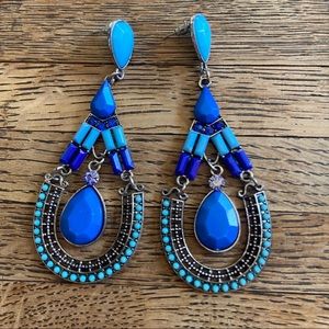 Blue boho dangling earrings